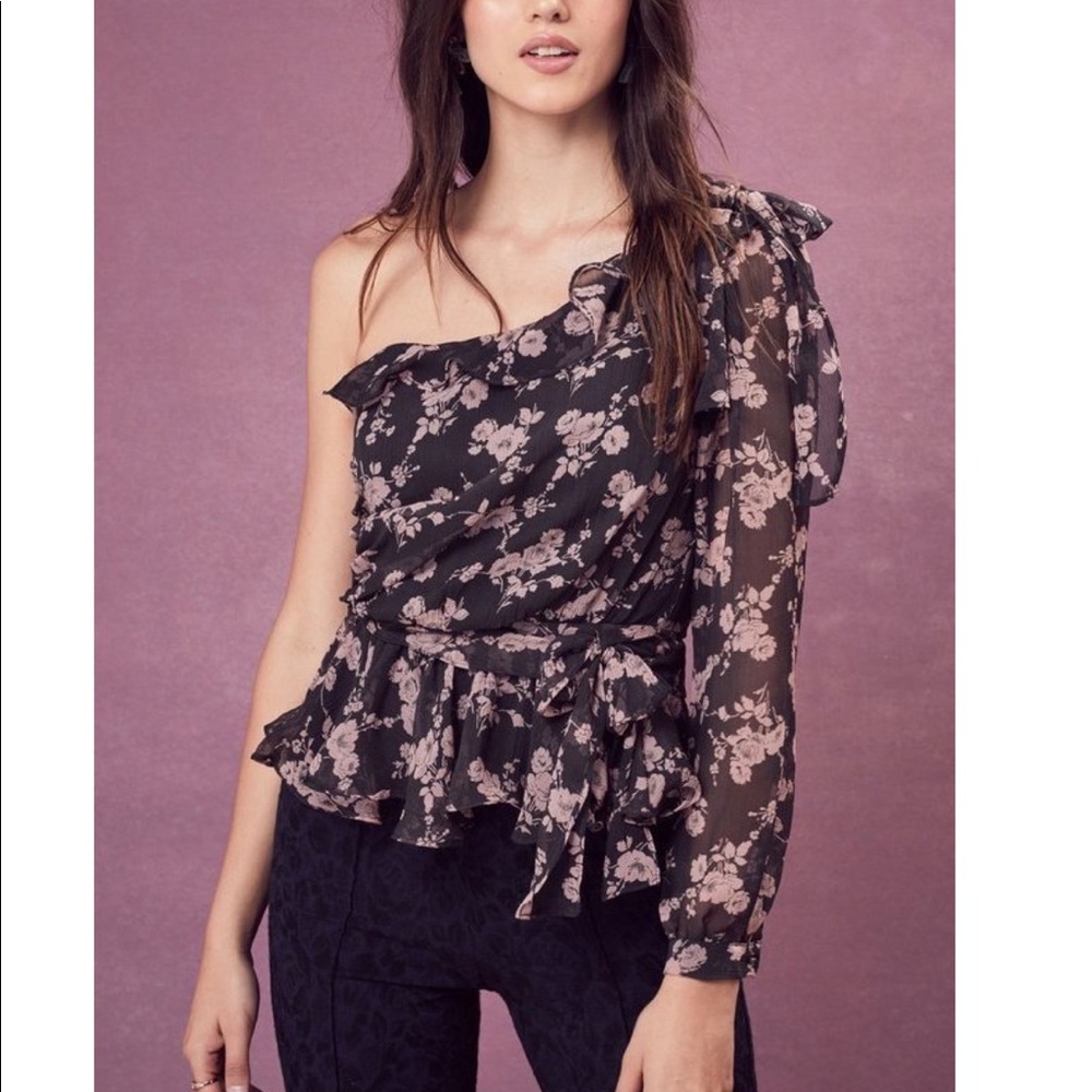 For Love and Lemons Theo One-Shoulder Top, XS